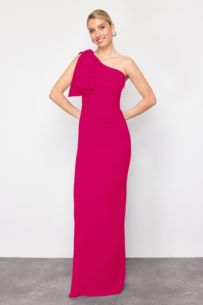 Rochie de seară și de absolvire țesută fucsia TPRSS23AE00095