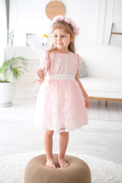GIRL'S RUCHED PINK BIRTHDAY DRESS & HOLIDAY DRESS