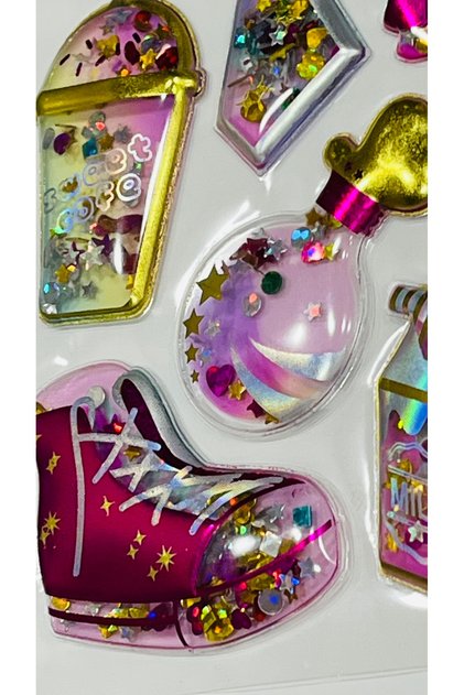 Giraffe Three-Dimensional Glitter Magic Shaka Silvery Metallic Colors Happy Days 1 Pack Sticker Decal