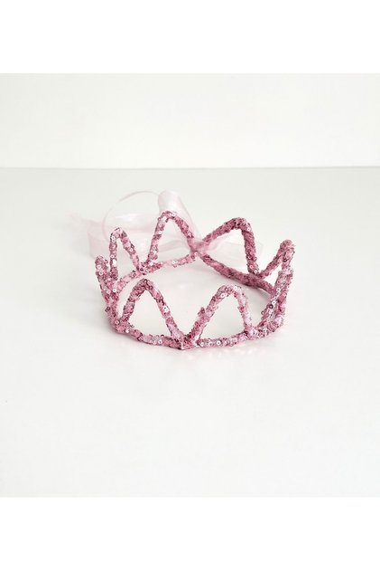 Round Pink Sequined Girl's Queen Crown