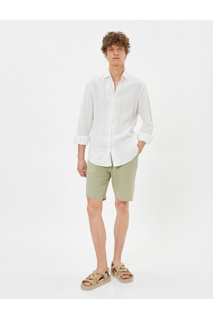 Basic Bermuda Shorts with Elastic Waist Pocket Detail