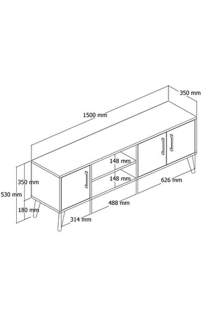 Mezza 1582 Exxen 150 CM (AHŞAP AYAKLI) Tv Ünitesi Hat Rengi