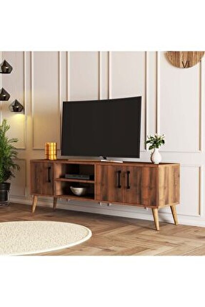 Mezza 1580 Exxen 150 Cm (AHŞAP AYAKLI) Tv Ünitesi Hat-Antrasit