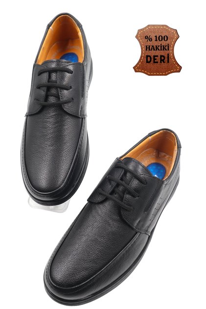 Orthopädische Lederschuhe mit Gelsohle und geklebten schwarzen Casual-Herrenschuhen