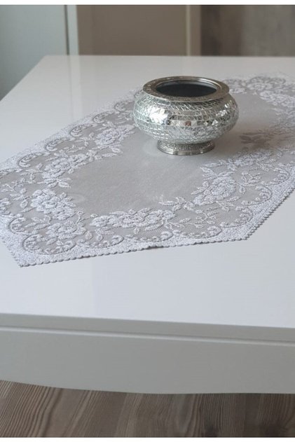 Rose Pattern Knitted Tulle Short Runner Cover 40x90 (GREY)