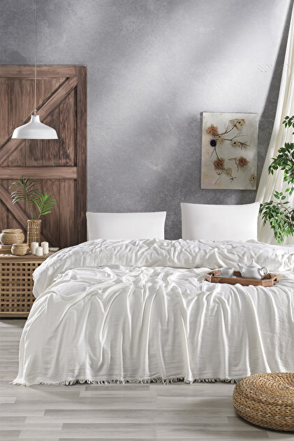 Homebiente %100 Bambu Beyaz Çift Kişilik Pike 240x260 - Fiyatı