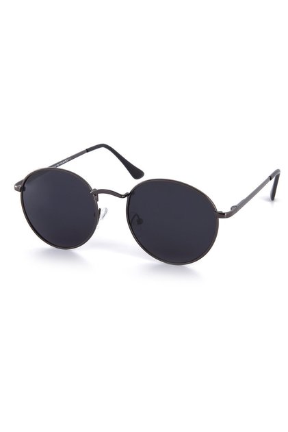 Metallic Gray Unisex Round Oval Model Polarized Glass Sunglasses