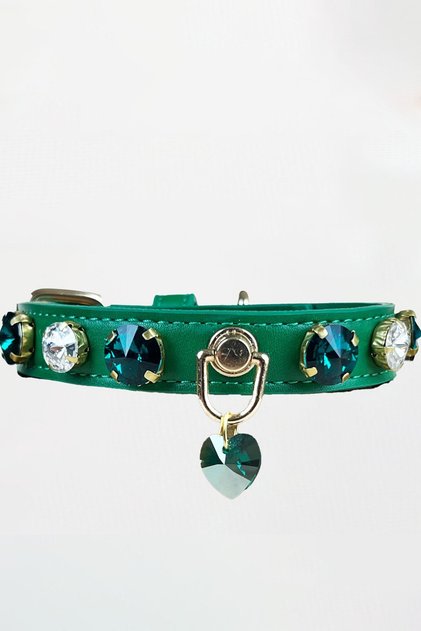Stone detailed dog collar vegan leather collar