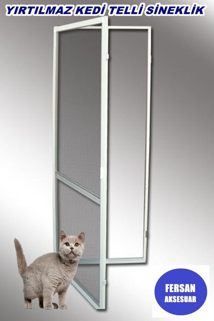 Yırtılmaz Kedi Telli (PET TÜL) Menteşeli Sineklik Kapı (HER ÖLÇÜDE VE 6 AYRI RENKTE)