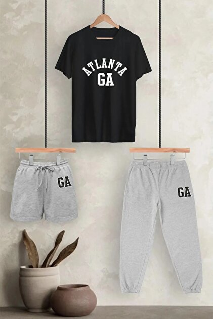 3-Piece Printed Large Size Tracksuit Set - T-Shirt Shorts Jogger Sweatpants 3-Piece Combination Package