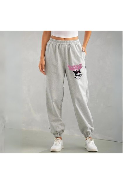 Kuromi Printed Unisex Gray Sweatpants