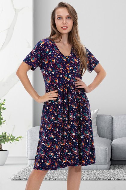 Buttoned Women's Nightgown Dress