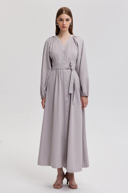 Leinenhemdkleid mit Ballonärmeln