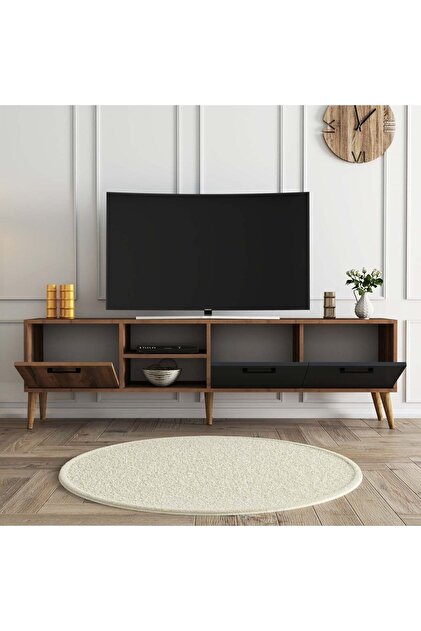 Mezza 1581 Exxen 180 Cm (AHŞAP AYAKLI) Tv Ünitesi Hat - Antrasit