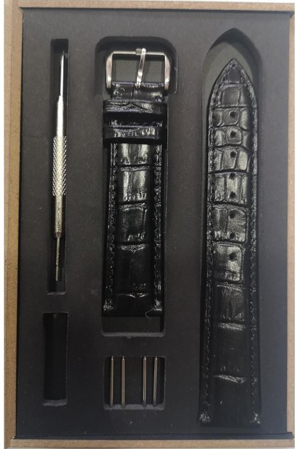 Black Colored Boxed Crocodile Leather Cord 18mm