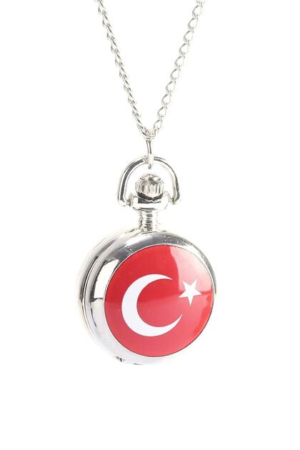 Bayrak Kapaklı Mini Cep Saati