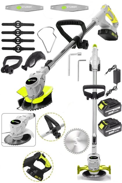 88 V 10 Amp Çift Akülü Ot Çim Çalı Biçme Tırpanı Teleskopik Uzatmalı New Seri