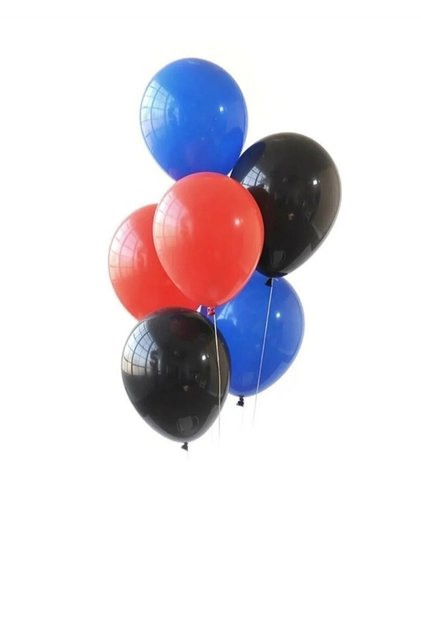 Kırmızı Mavi Siyah Latex Balon Spiderman Konsept Balon 10 Adet