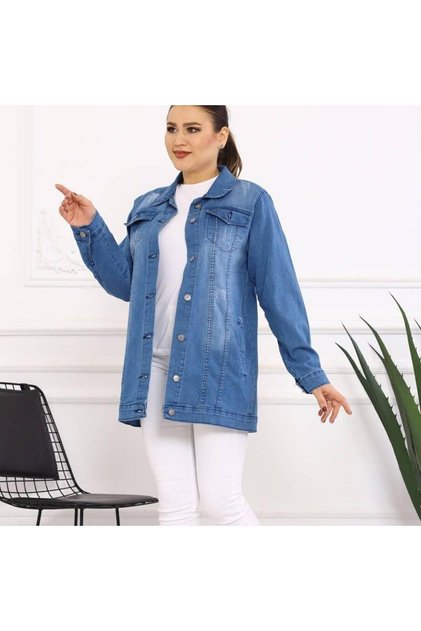 JEANS JACKET LONG LIGHT BLUE