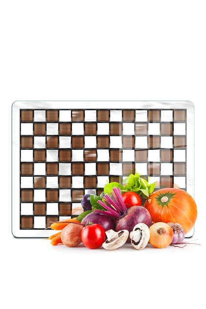 Glass Cutting Board and Presentation Tray Mackenzie Brown White 20X30 cm