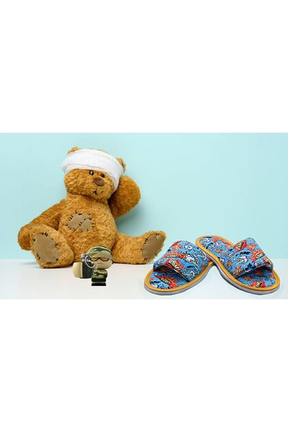 Men's Blue Bomb Open Front Soft Sole House Slippers