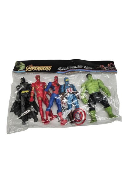 Oyuncak 5'li Süper Kahramanlar Pvc Oyun Seti 2156-P5, Hulk Ironman Captain America Spiderman B
