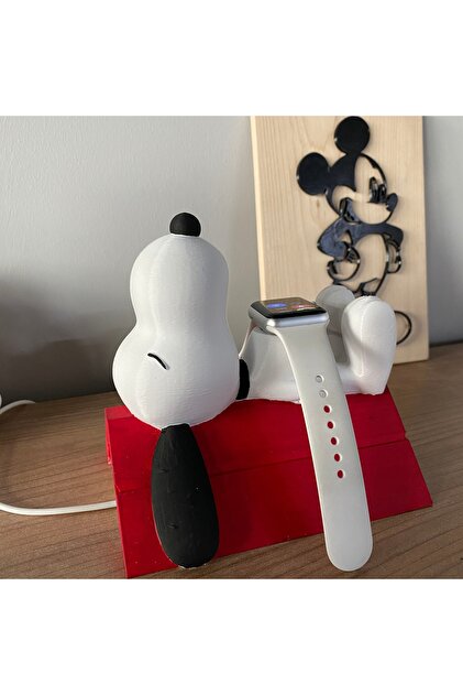 huni Snoopy Apple Watch Stand El Boyaması Figür Akıllı Saat Şarj