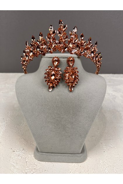 Crystal Embellished Bridal Tiara and Teardrop Earring Set