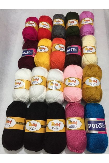 20 Adet Karışık Renkli El Örgü Ipliği Patik Ipi Seti