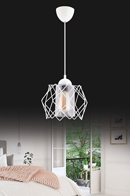 Trend Kitchen Modern Elegante Tekli Beyaz Şeffaf Mika Camlı Salon