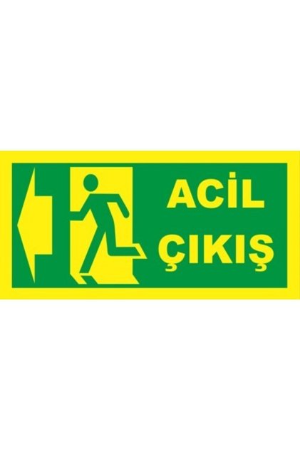 Fosforlu Fotolümen Levha Acil Çıkış Yönlendirme Sol Ok 12x24 cm