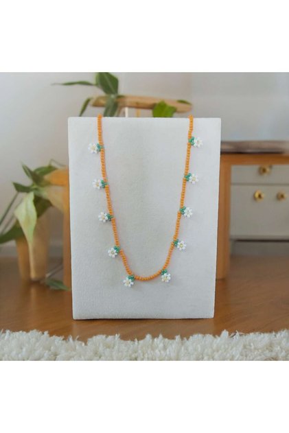 Miyuki Seed Beaded Colorful Daisy Necklace - Summer Fashion, Hypoallergenic