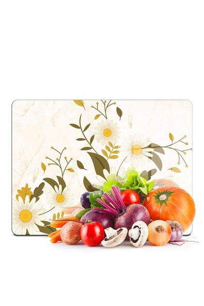 Glass Cutting Board and Presentation Plate Vintage Daisies 20X30 cm