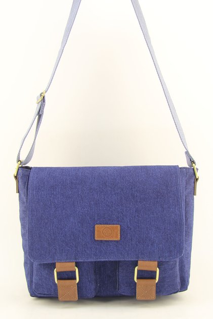 Unisex Blue Denim Postman Business School Briefcase Laptop Bag