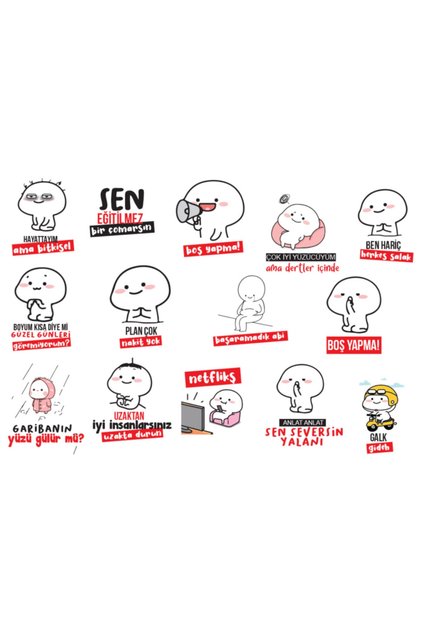 Komik Quby Pentol Temalı Telefon Laptop Notebook Tablet Sticker Seti 14 Adet