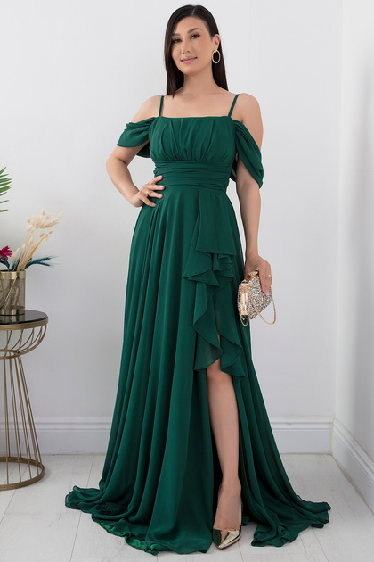 Chiffon Dress with Ruffled Skirt and Straps 1380