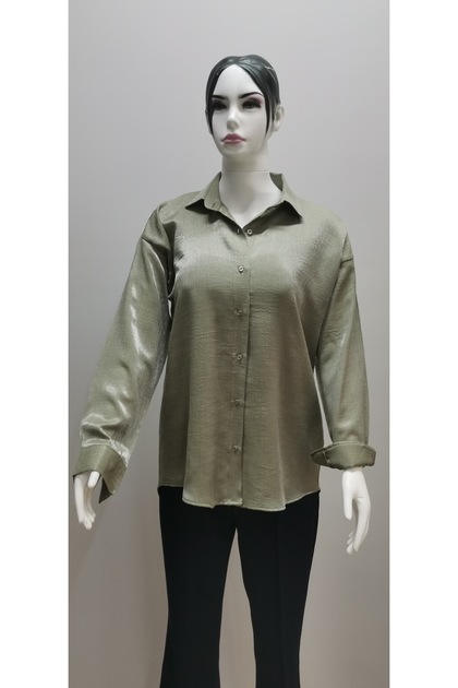 TBG - Glitter 100% cotton Loose Button Long Sleeve Women's Shirt