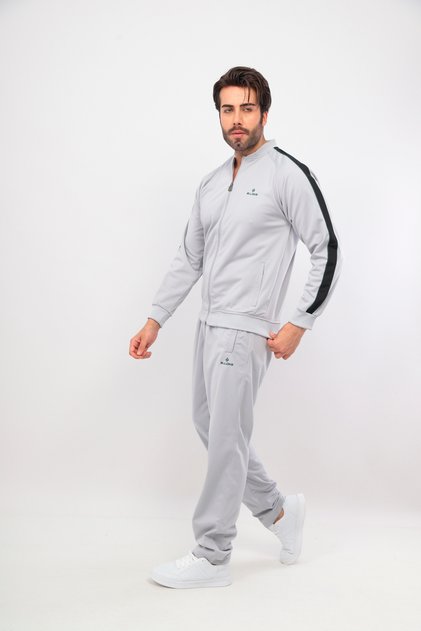Men's Gray College Collar Rashell Tracksuit Set