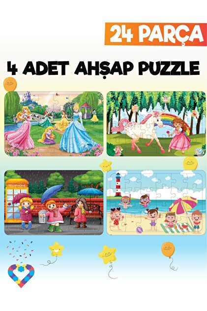esatoys 24 Parçalı Montessori Ahşap Puzzle – 4-5 Yaş Eğitici