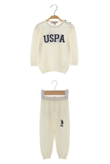 U.S. Polo Assn Licensed Knitwear Cream Long Sleeve Baby Set