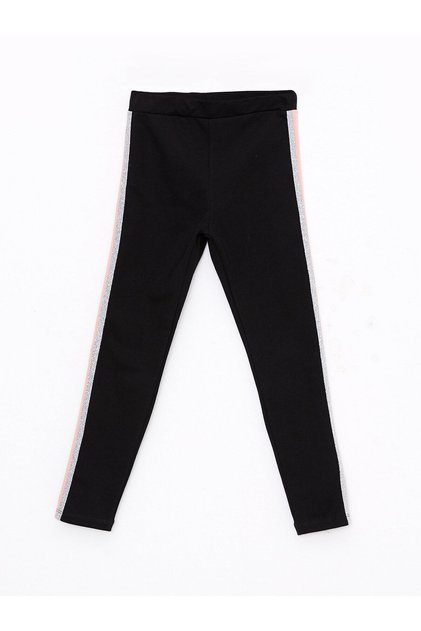 Basic Cotton Girl's Long Tights with Elastic Waist