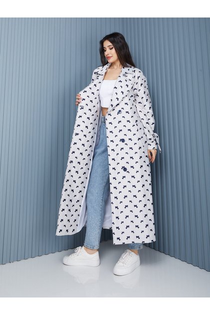 Trençkot Hayvan Desenli Oversize