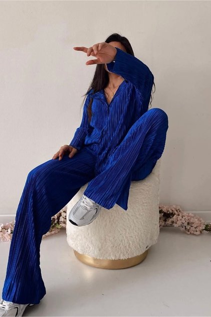Crinkled Shirt Trousers Set