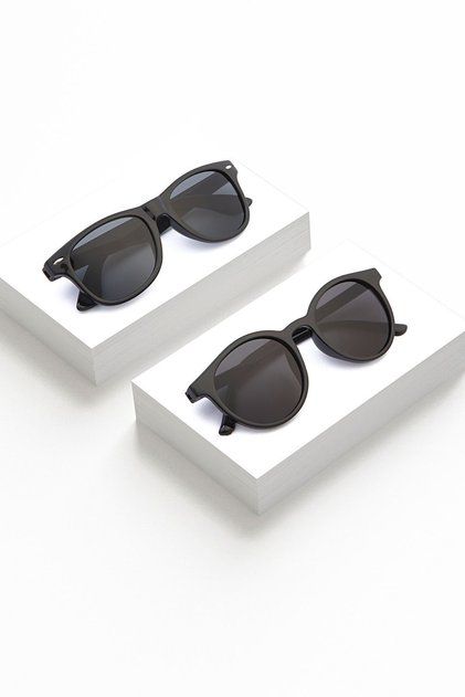 2li Kare Unisex Siyah Kırmızı Tedaylı Güneş Gözlüğü