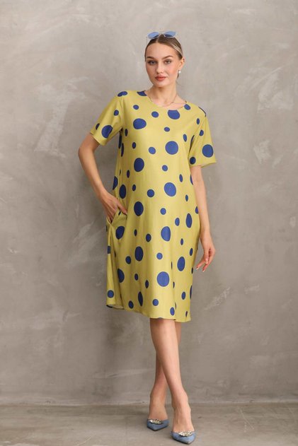 Maternity Printed Midi Short Sleeve Side Pocket Dress