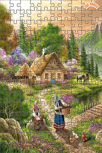 Teona Ahşap Bahar Köyü Sessizliği Dekoratif Çift Katlı Çerçeveli