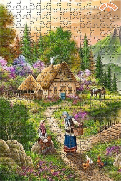 【山中】 Teona Ahşap Bahar Köyü Sessizliği Dekoratif Çift Katlı Çerçeveli