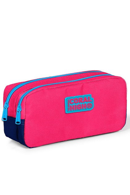 Kids Neon Coral Two Compartment Pencil Bag 22190