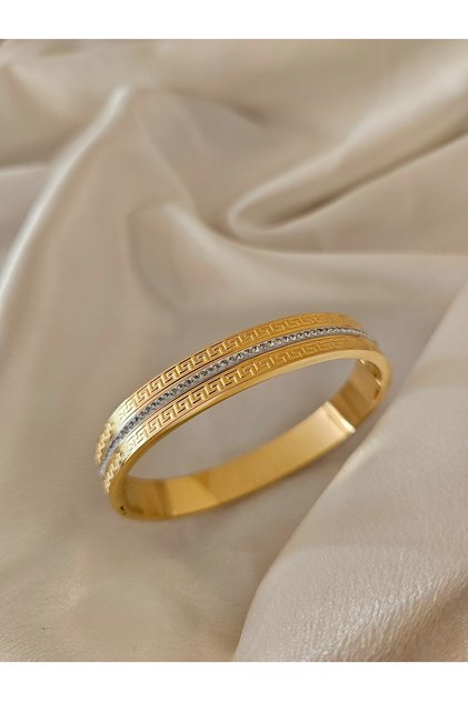 Steel Cuff Bracelet Labyrinth Zircon Stone Design Bracelet Steel New Season
