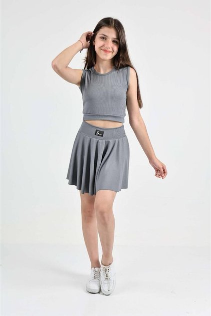 New Season Girls' Suit Terry Fabric Crop Zero Sleeve Body